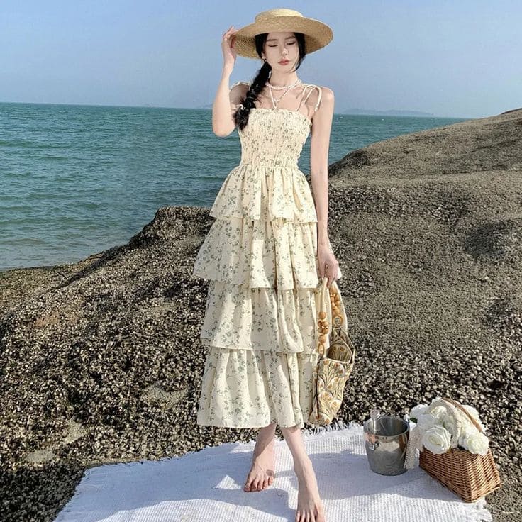 Đầm maxi hoa nhí